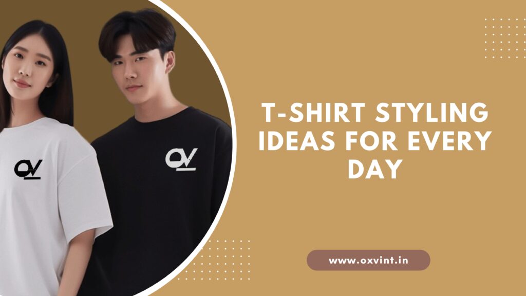 Man wearing plain white t-shirt styled casually with jeans and sneakers